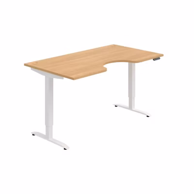 Pracovný stôl Motion Ergo, PO, 2S, 160x70,5-120,5x90 cm, dub/biela