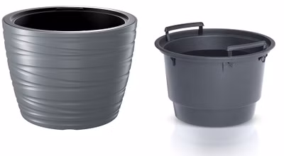 Nízky kvetináč MAZE s vložkou 37,5 cm - farba: sivý kameň