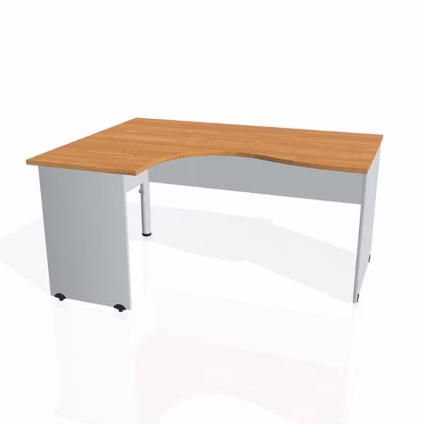 Pracovný stôl Gate, ergo, pravý, 160x75,5x120 cm, jelša/sivá