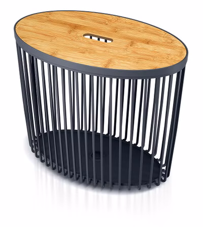 Univerzálny oválny kôš CLUBO s bambusovým vekom 56,8 cm - farba: antracitová