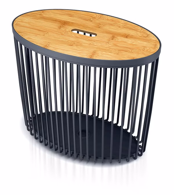 Univerzálny oválny kôš CLUBO s bambusovým vekom 56,8 cm - farba: antracitová
