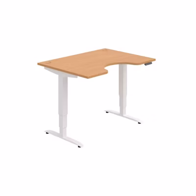 Pracovný stôl Motion Ergo, PO, 3S, 120x61-128x90 cm, buk/biely