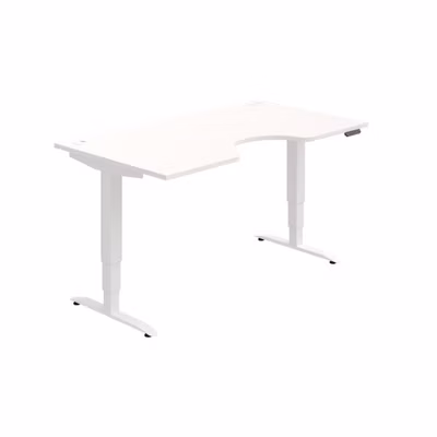 Pracovný stôl Motion Ergo, PO, 3S, 160x61-128x90 cm, biela/biela