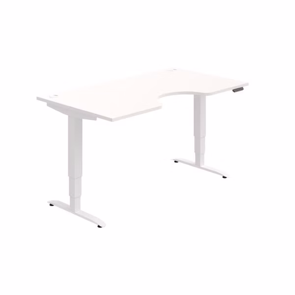 Pracovný stôl Motion Ergo, PO, 3S, 160x61-128x90 cm, biela/biela
