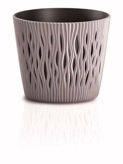 Kvetináč SANDY ROUND s vložkou 22,5 cm - farba: mocca
