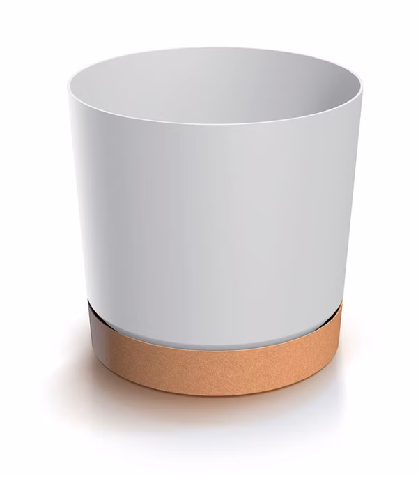 Kvetináč TUBO PM s miskou 19,9 cm - farba: biela/naturo ECO