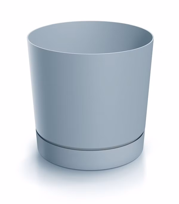 Kvetináč TUBO P s miskou 14,8 cm - farba: svetlosivá