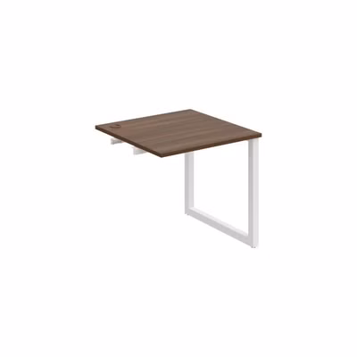 Pracovný stôl UNI O, k pozdĺ. reťazeniu, 80x75,5x80 cm, orech/biela