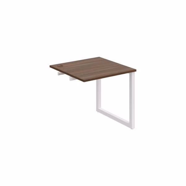 Pracovný stôl UNI O, k pozdĺ. reťazeniu, 80x75,5x80 cm, orech/biela