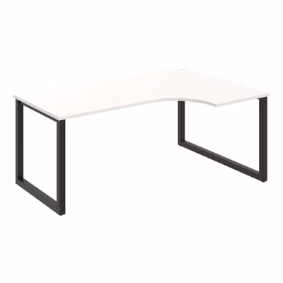 Pracovný stôl UNI O, ergo, ľavý, 180x75,5x120 cm, biela/čierna