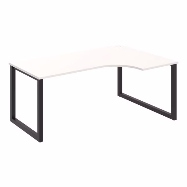 Pracovný stôl UNI O, ergo, ľavý, 180x75,5x120 cm, biela/čierna
