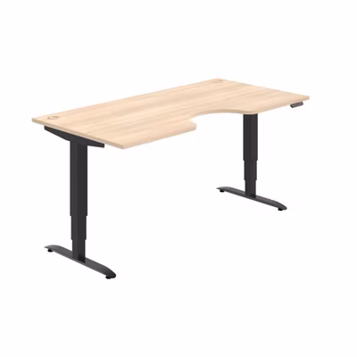 Pracovný stôl Motion Ergo, PO, 3S, 180x61-128x90 cm, agát/čierna