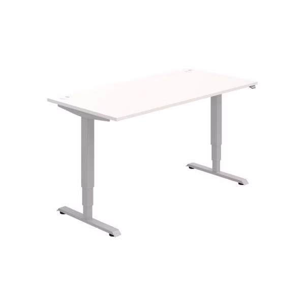 Pracovný stôl RUN, ZO, 3S, 160x64,5-130,5x80 cm, biela/sivá