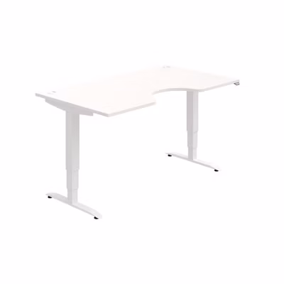Pracovný stôl Motion Ergo, ZO, 3S, 160x61-128x90 cm, biela/biela