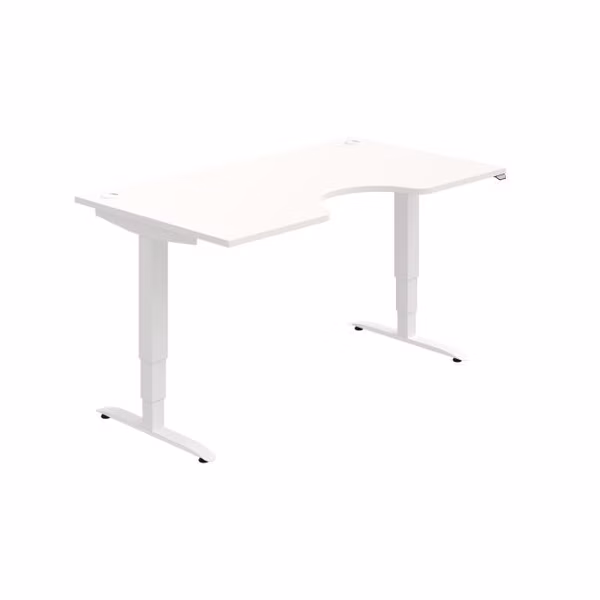 Pracovný stôl Motion Ergo, ZO, 3S, 160x61-128x90 cm, biela/biela