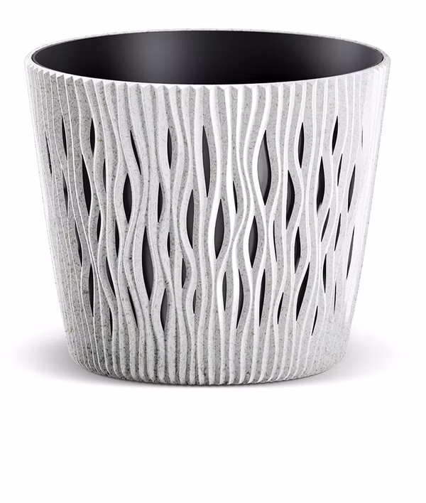 Kvetináč SANDY ROUND ECO WOOD 22,5 cm - farba: biela ECO