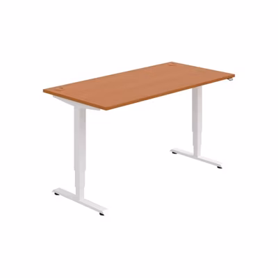 Pracovný stôl RUN, ZO, 3S, 160x64,5-130,5x80 cm, čerešňa/biela