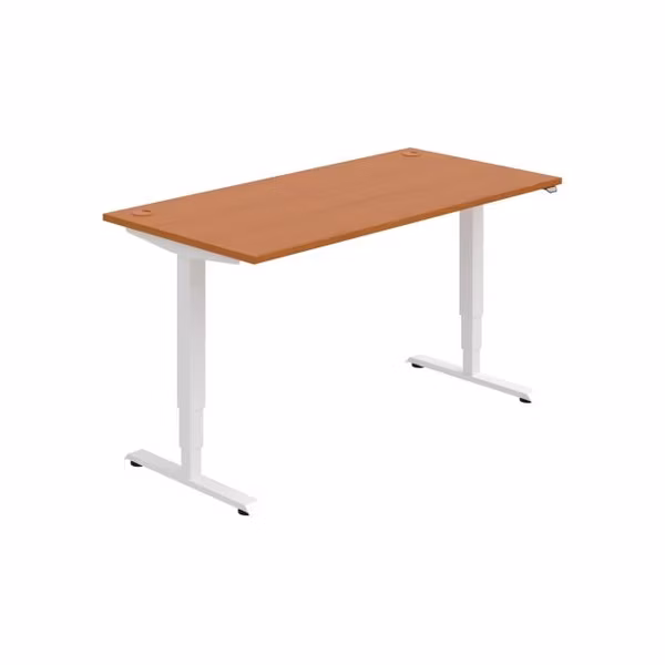 Pracovný stôl RUN, ZO, 3S, 160x64,5-130,5x80 cm, čerešňa/biela