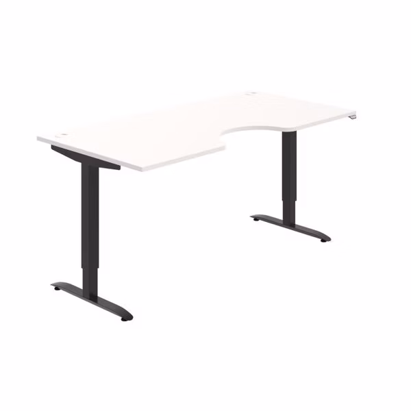 Pracovný stôl Motion Ergo, ZO, 2S, 180x70,5-120,5x90 cm, biela/čierna