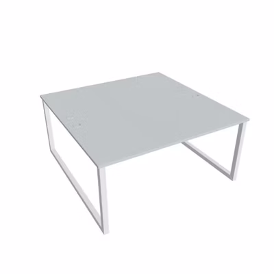 Pracovný stôl UNI O, 160x75,5x160 cm, sivá/biela