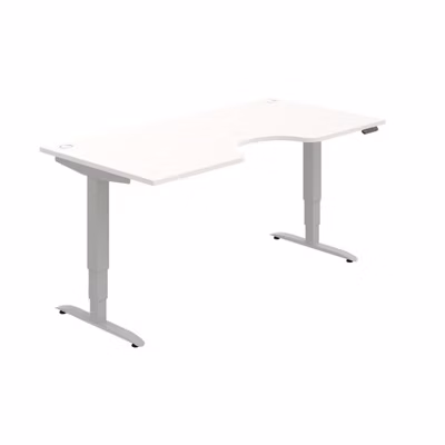 Pracovný stôl Motion Ergo, PO, 3S, 180x61-128x90 cm, biela/sivá