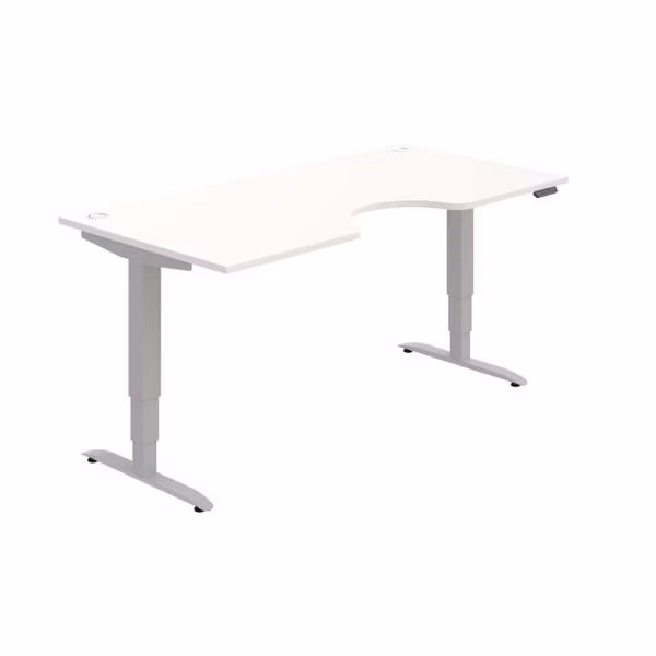 Pracovný stôl Motion Ergo, PO, 3S, 180x61-128x90 cm, biela/sivá