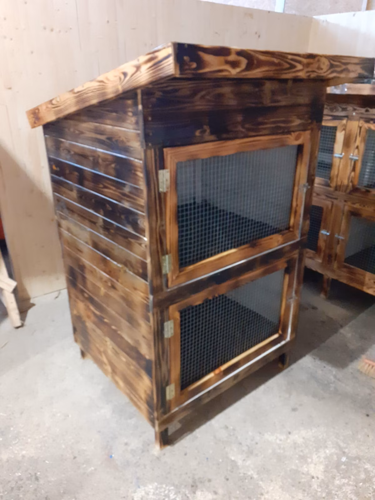 Kaninchenstall aus Holz, Etage, 2 Ställe, Kaninchenstall