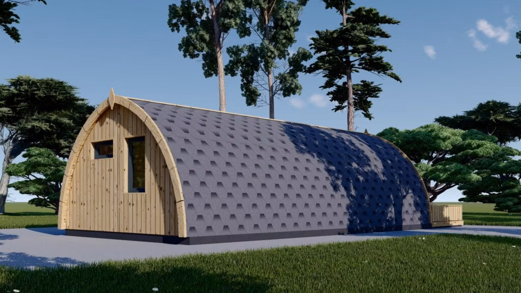 Drevený kempingový domček Breta NEW (44 mm), 4x8 m