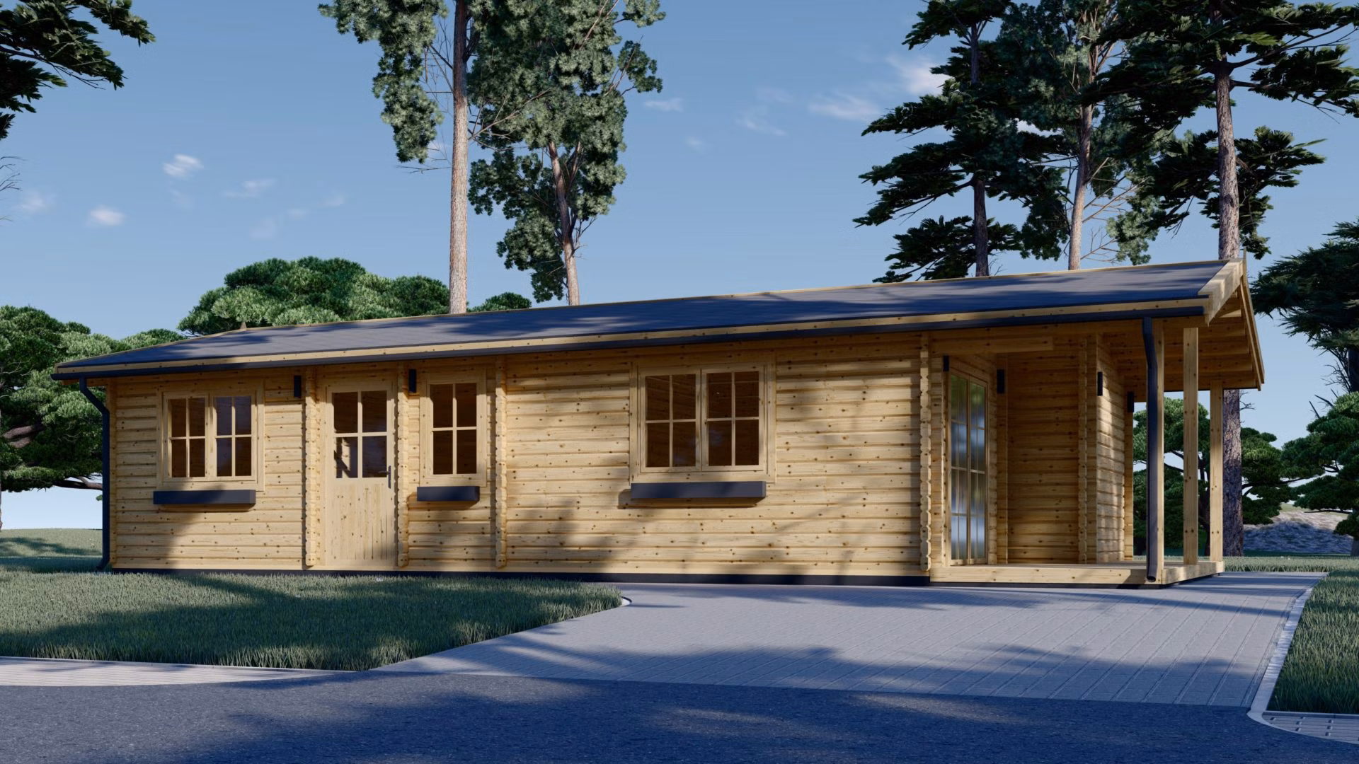 Holzhütte LINCOLN (66 mm) 6m x 12m, 72 m²