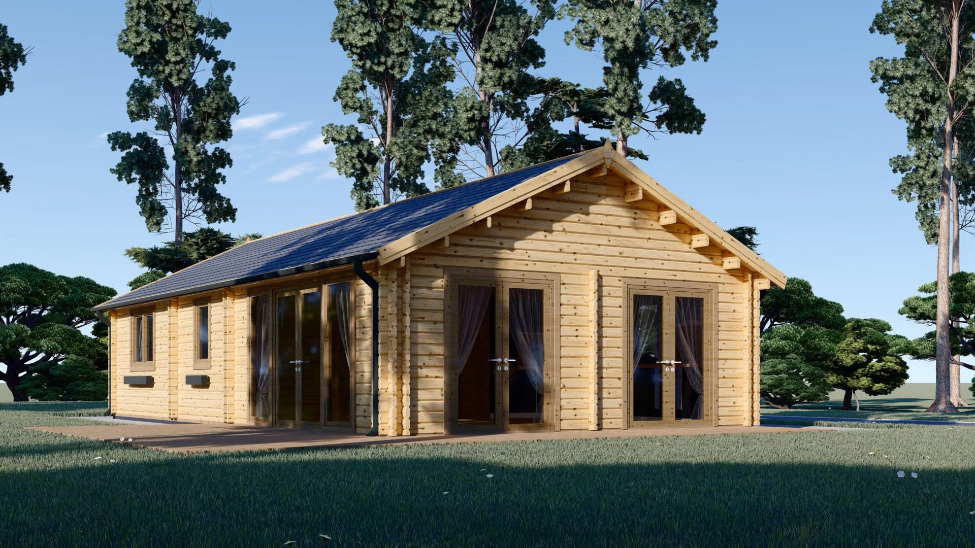 Holzhütte ANICA 11,9m x 6m 71 m² (44+44mm)