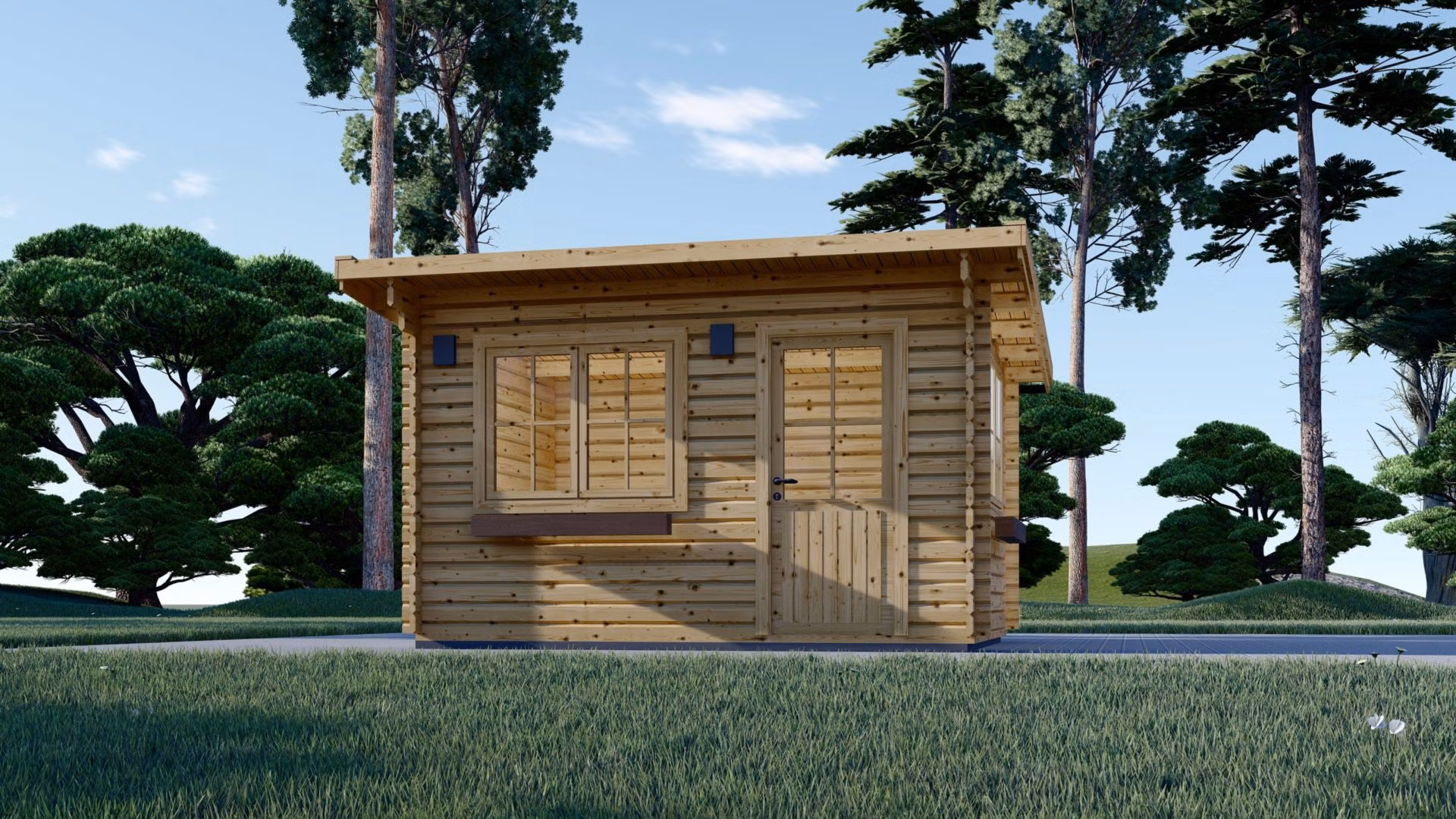 DREUX Gartenhaus aus Holz (44 mm) 5m x 4m, 20 m² mit Flachdach