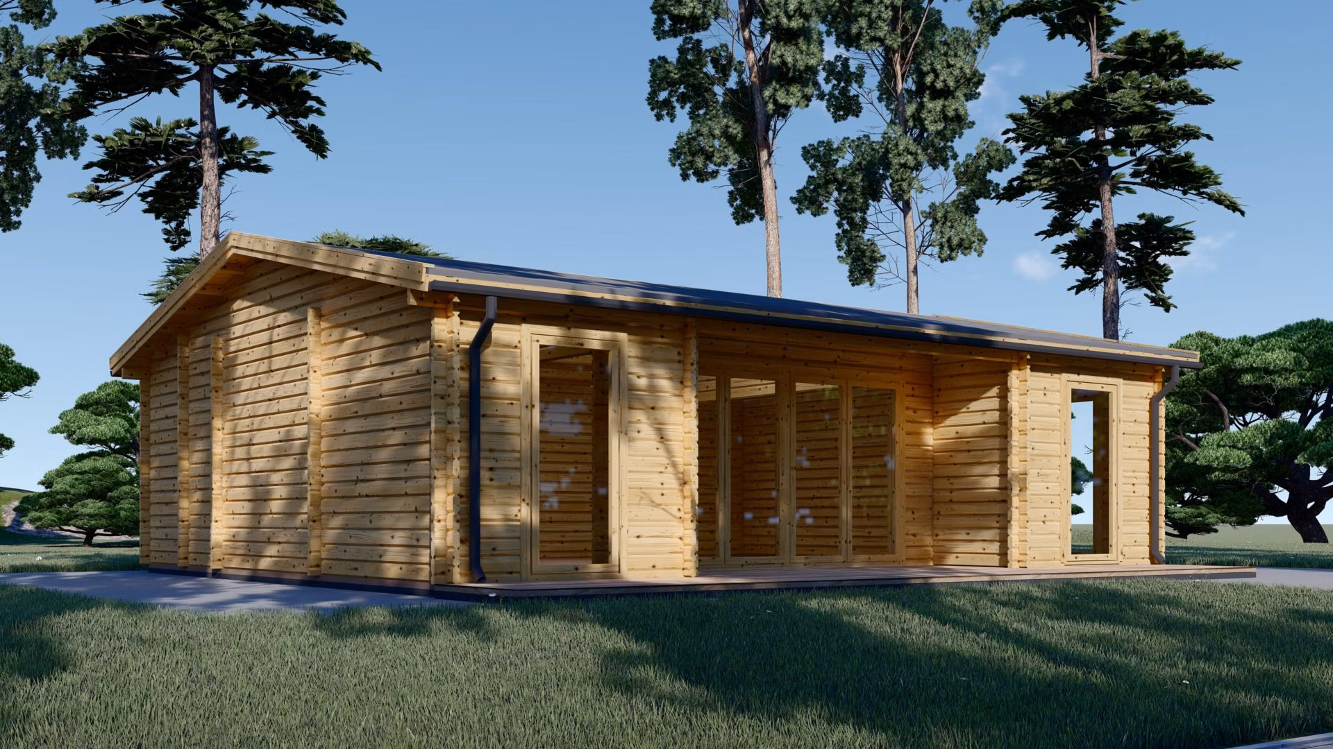 MILA Holzgartenhaus (44 mm) 8m x 7m, 56 m²