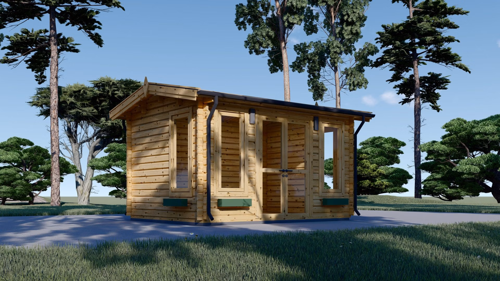 Holzgartenhaus POOLHOUSE 4m x 3m, 12 m² (44mm)