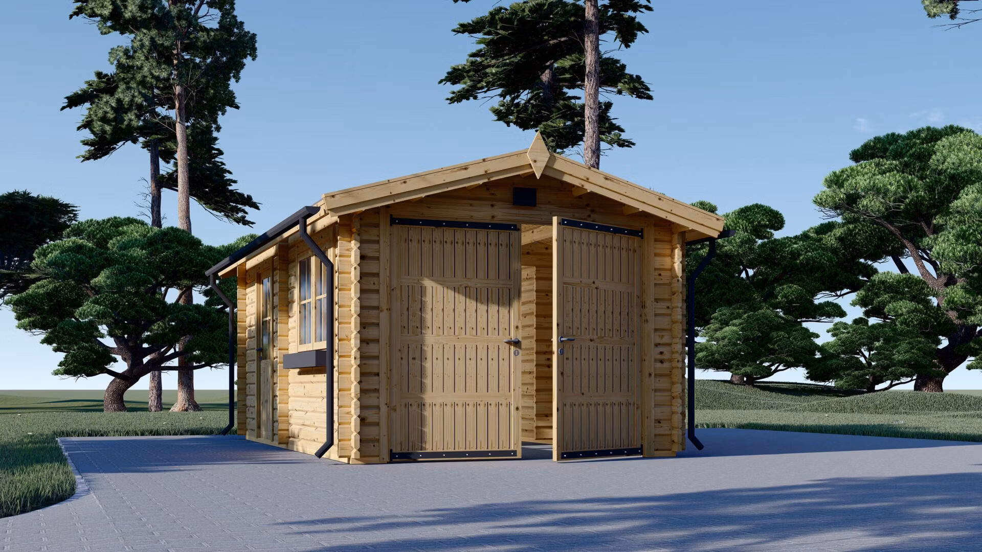 Drevená garáž CLASSIC 3,6m x 5,35m 19,9 m² (44 mm)