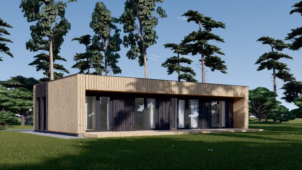 Drevená chata KAYA 3 (44 mm + obklad), 70 m²