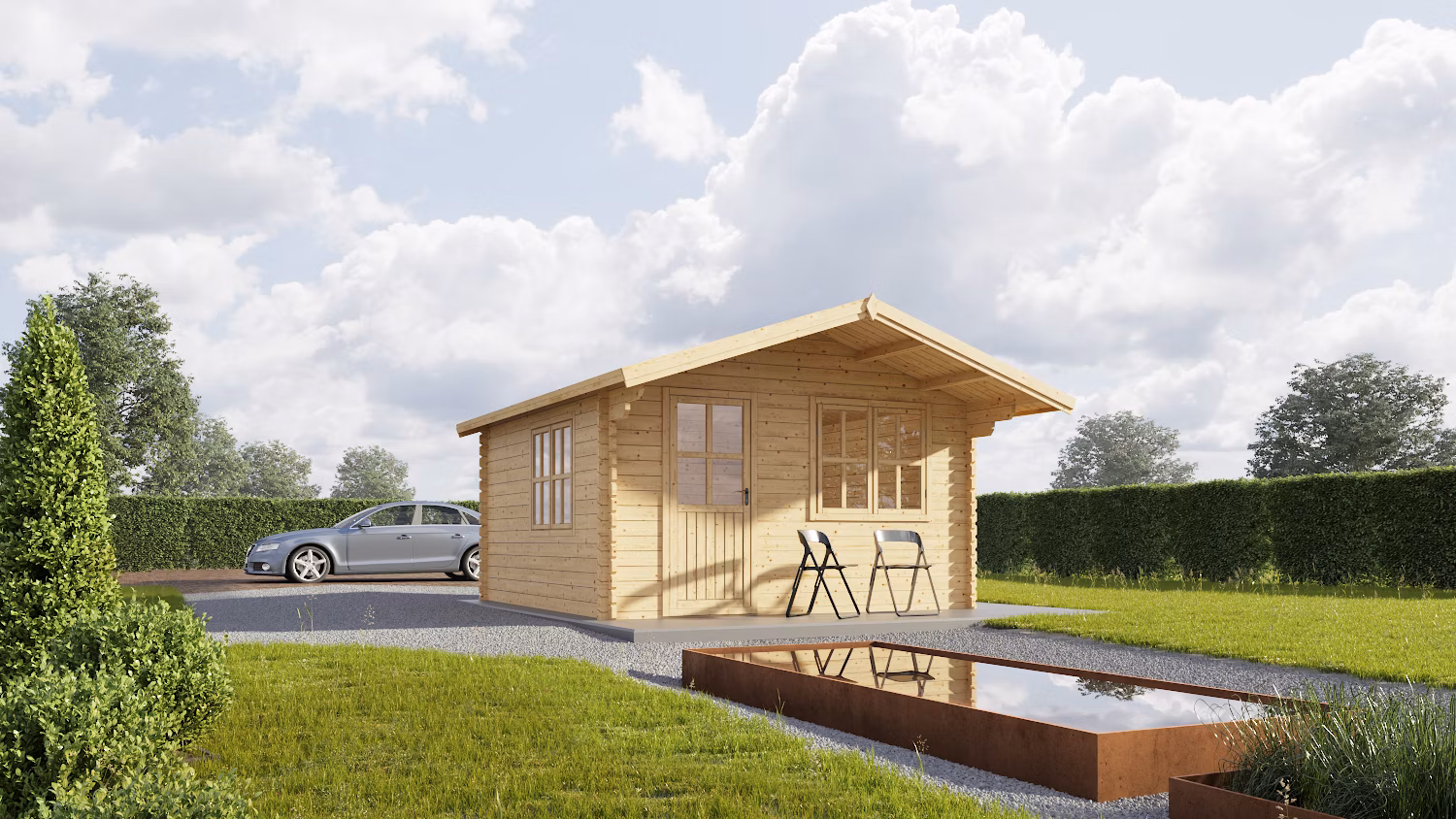 DREUX fa kerti ház (44 mm) 4 m x 4 m, 16 m²