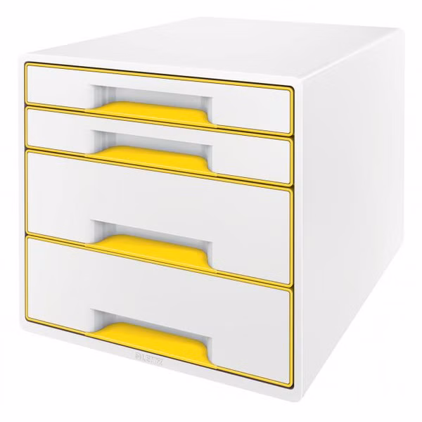Zásuvkový box Leitz WOW so 4 zásuvkam žltý