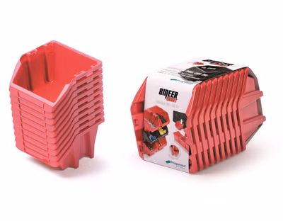 Sada 10 úložných boxov BINEER SHORT SET 288x158x187 mm - farba: červená