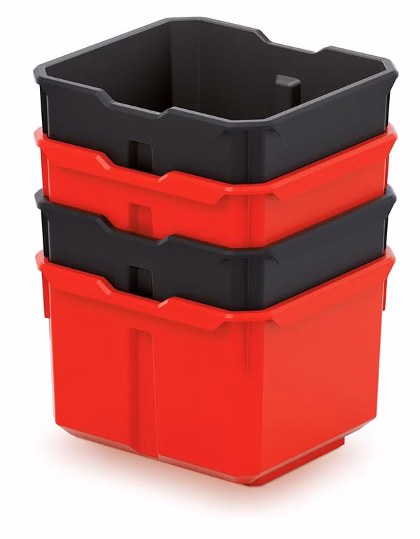 Sada 4 plastových boxov na náradie X BLOCK BOX 157x140x210 mm - farba: čierna/červená