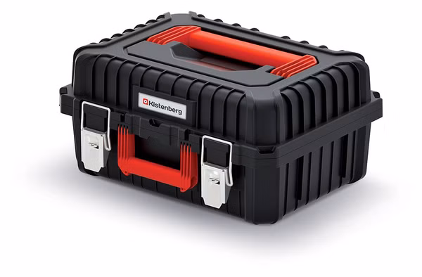 Kufrík na náradie s kovom. HEAVY zámky 445x360x216 mm - farba: čierna