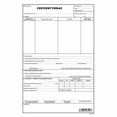 Cestovný príkaz, A4, 1000 listov