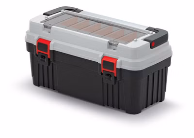 Kufor na náradie s kovovou rukoväťou OPTIMA (priečky) 540x278x269 mm - farba: sivá