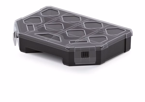 Organizér TAGER (priehradky) 195x142x40 mm - farba: čierna s priehľadným krytom