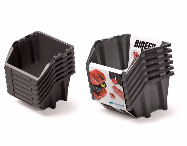 Sada 6 úložných boxov BINEER SHORT SET - 214x198x238 mm - farba: čierna