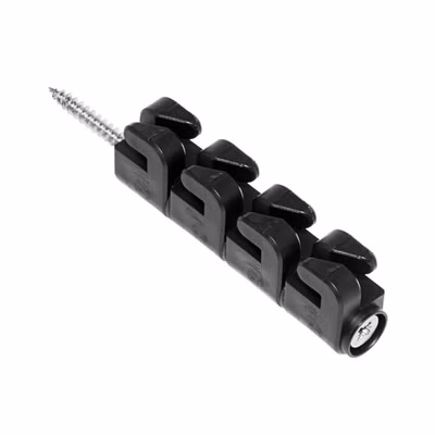 Izolátor na elektrický ohradník proti škodcom, 4 očká pre lanko a drôt, pre vedenie Plus – Mínus