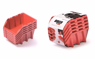 Sada 5 úložných boxov BINEER LONG SET 198x118x155 mm - farba: červená