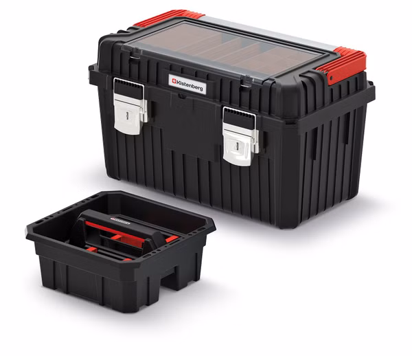 Kufor na náradie s kovovou rukoväťou a zámkami HEAVY 585x360x337 mm - farba: čierna