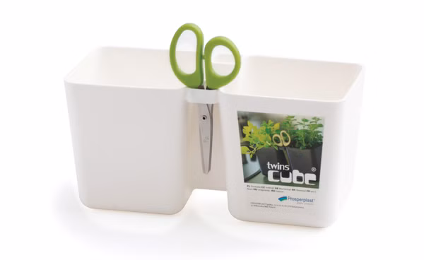 Kvetináč TWINS CUBE 24,4 cm - farba: biela