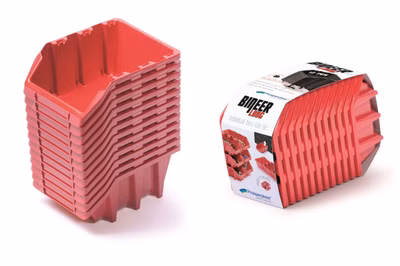 Sada 12 úložných boxov BINEER LONG SET 190x77x120 mm - farba: červená