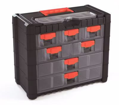 Plastový závesný organizér MULTICASE CARGO 400x200x326 mm - farba: čierna/červené držadlá